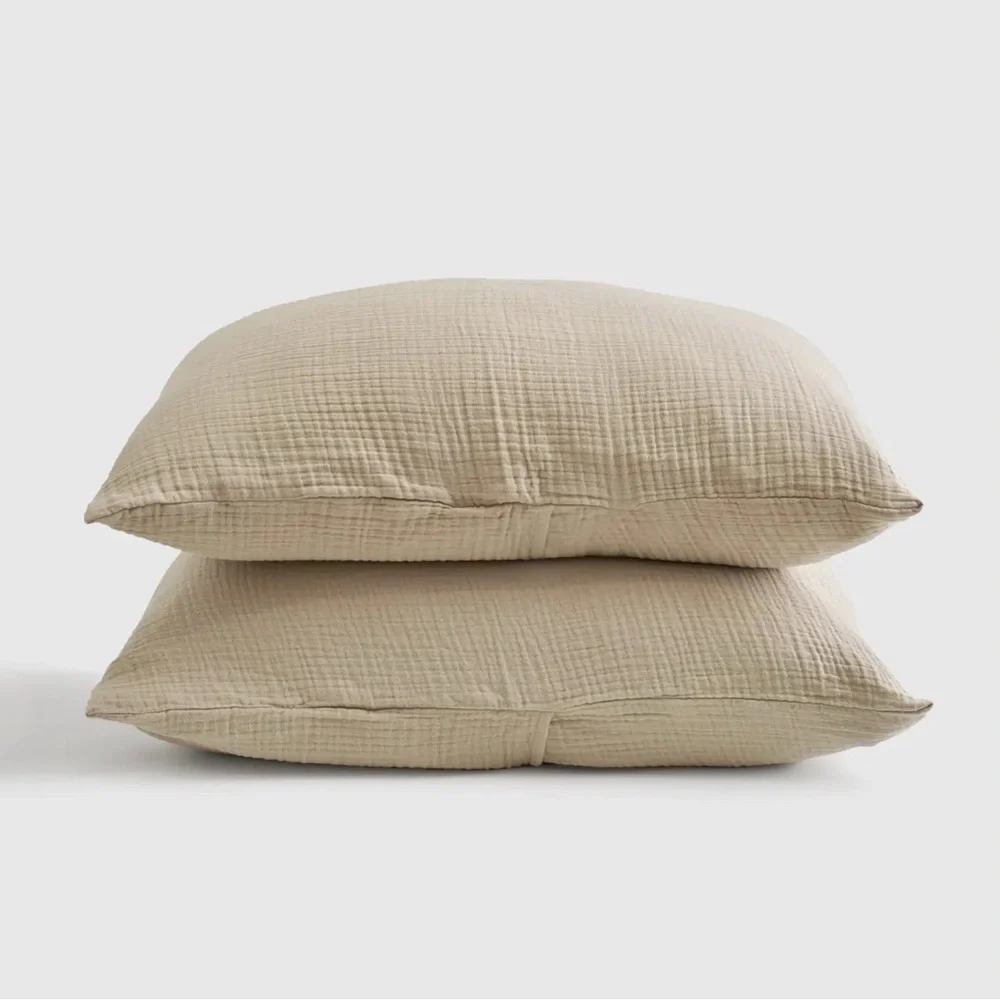NWOT Quince Organic Airy Gauze Queen Sham Set of 2 in Dune